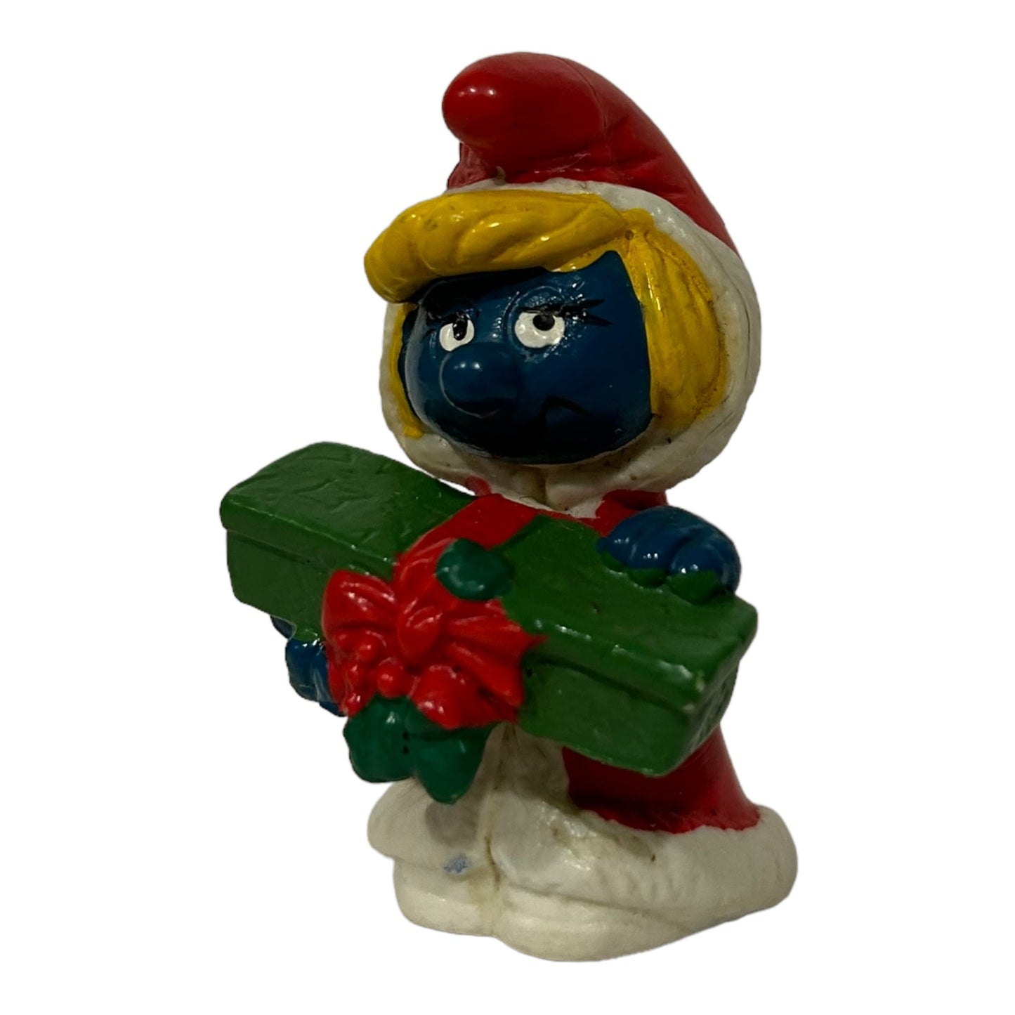 Vintage Smurf Collectible Figure - Christmas Smurfette