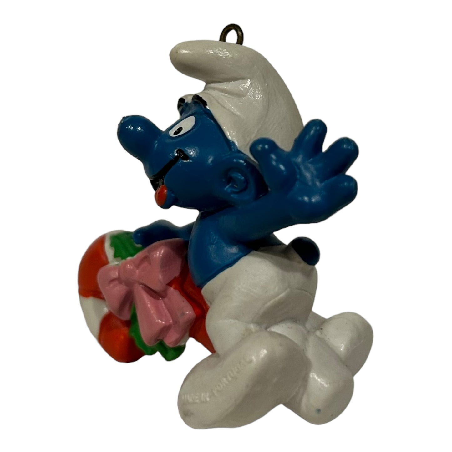 Vintage Smurf Collectible Figure - Candycane Ornament