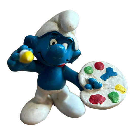 Vintage Smurf Collectible Figure - Painter