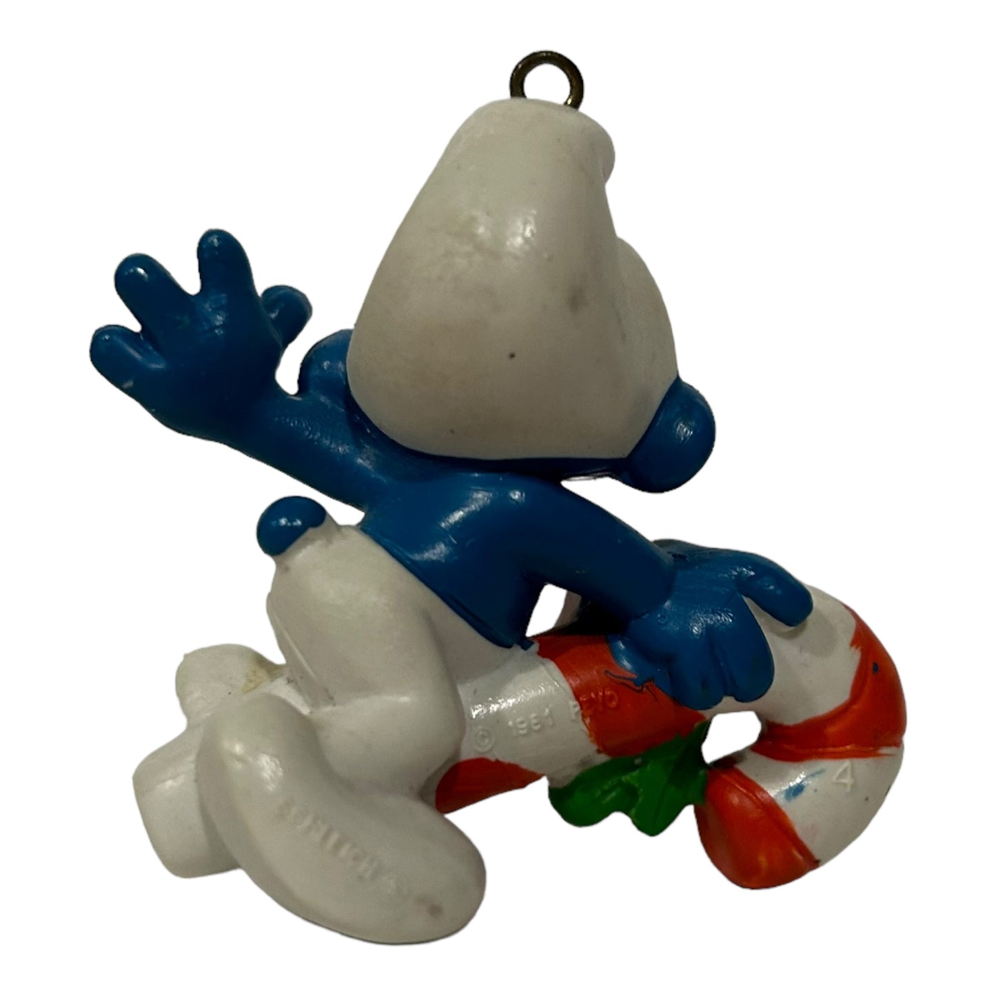 Vintage Smurf Collectible Figure - Candycane Ornament