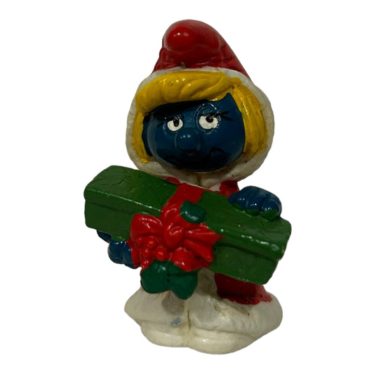 Vintage Smurf Collectible Figure - Christmas Smurfette