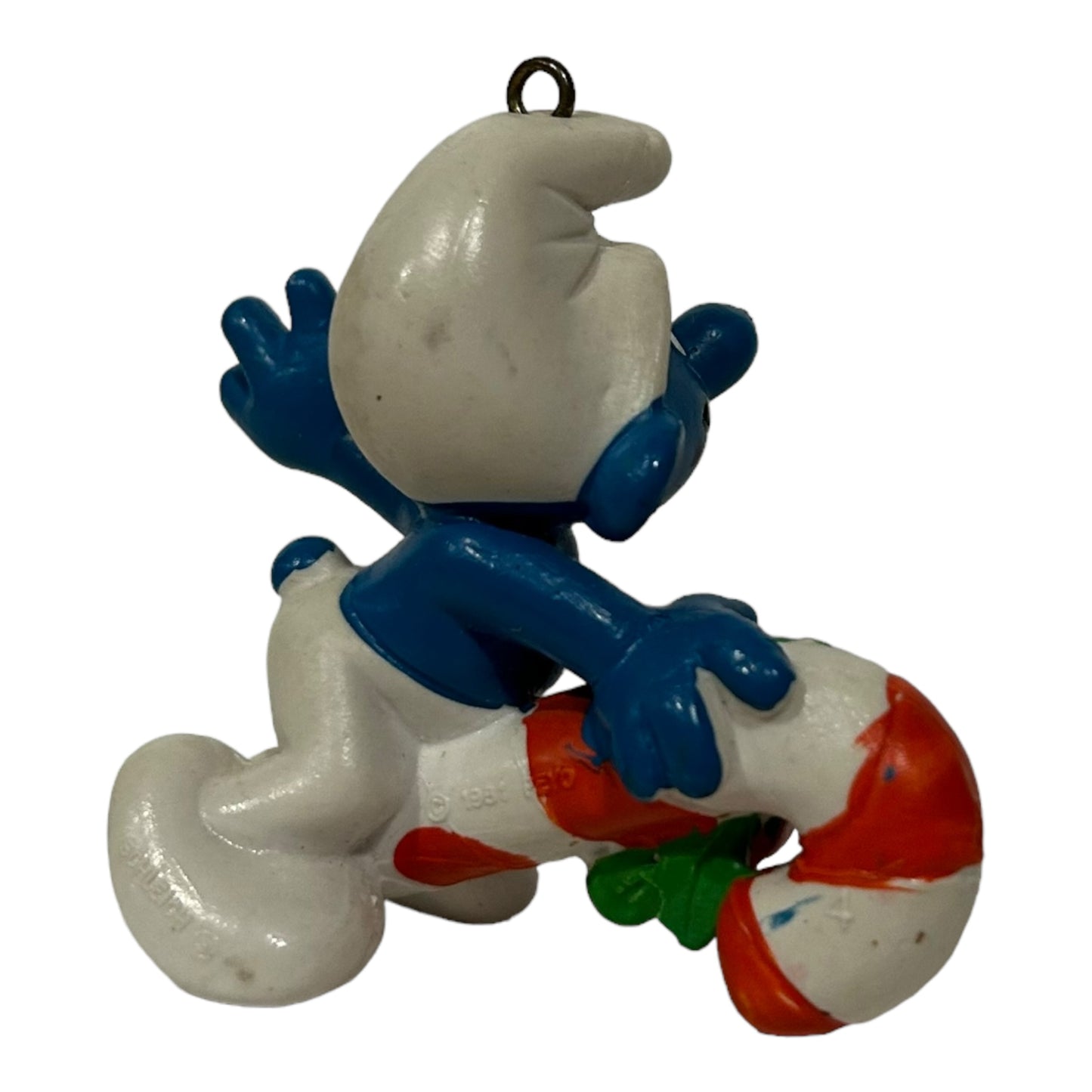 Vintage Smurf Collectible Figure - Candycane Ornament